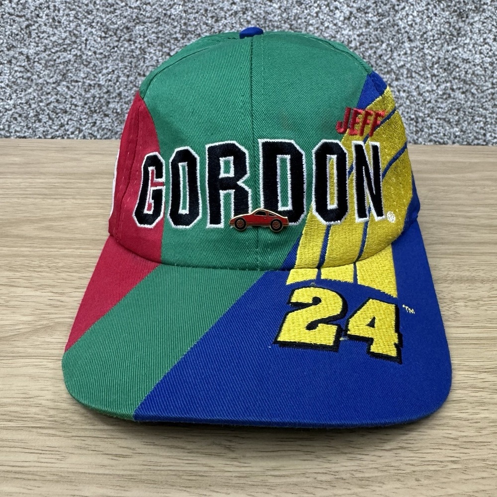 Vintage Jeff Gordon 24 DuPont NASCAR Racing Hat Cap Snap Back Multi-Color 90s